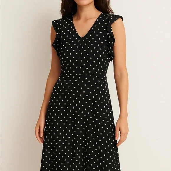Vero Moda Black Polka Dot Midi Dress – Size XS - Picture 2 of 6